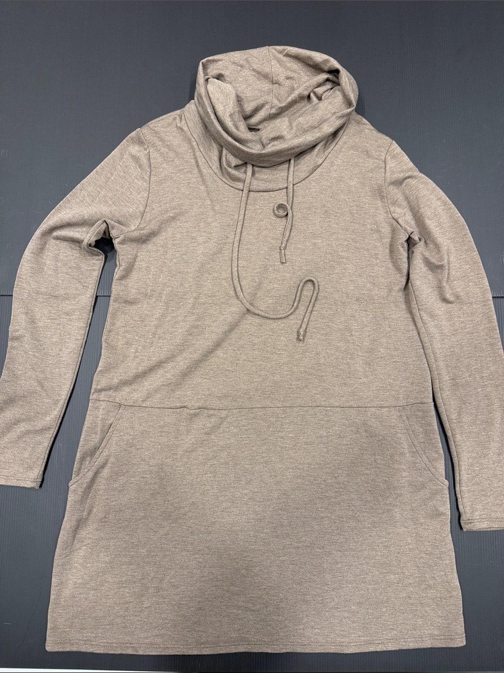 Women's Taupe Cowl Neck Sweater Tunic
